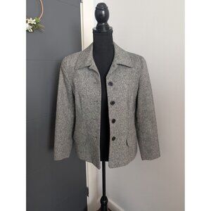 Vintage 90's Talbots Petites Gray Wool Blend Blazer Size 6P Made in‎ Hong Kong